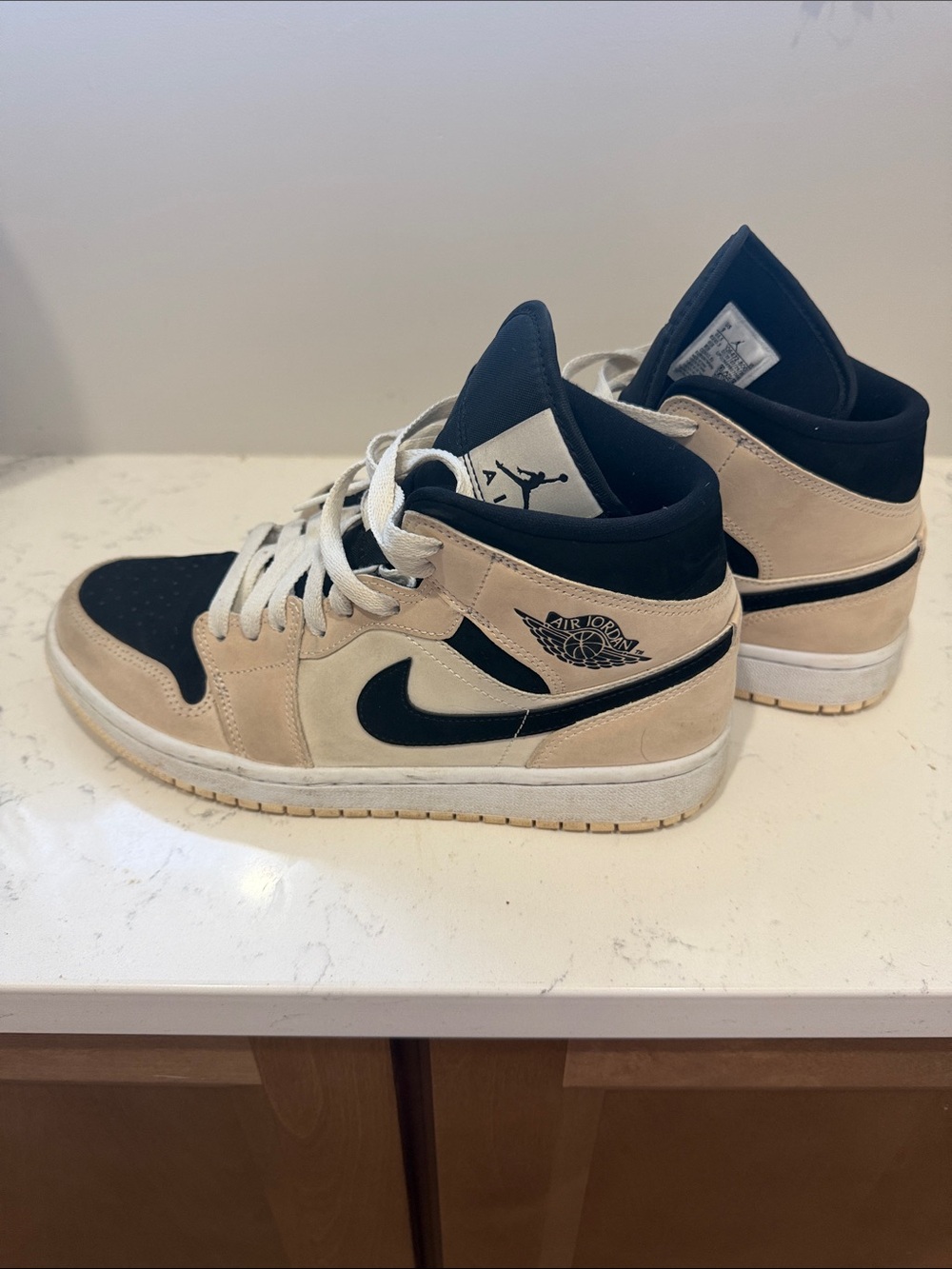 Jordan Mid-Top Sneakers in Black and Beige